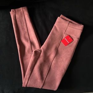 NWT. SPANX Faux Suede Leggings, Pink “Rich Rose” color, women’s size Small.